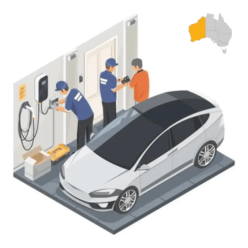 EV charger installation map of Western Australia